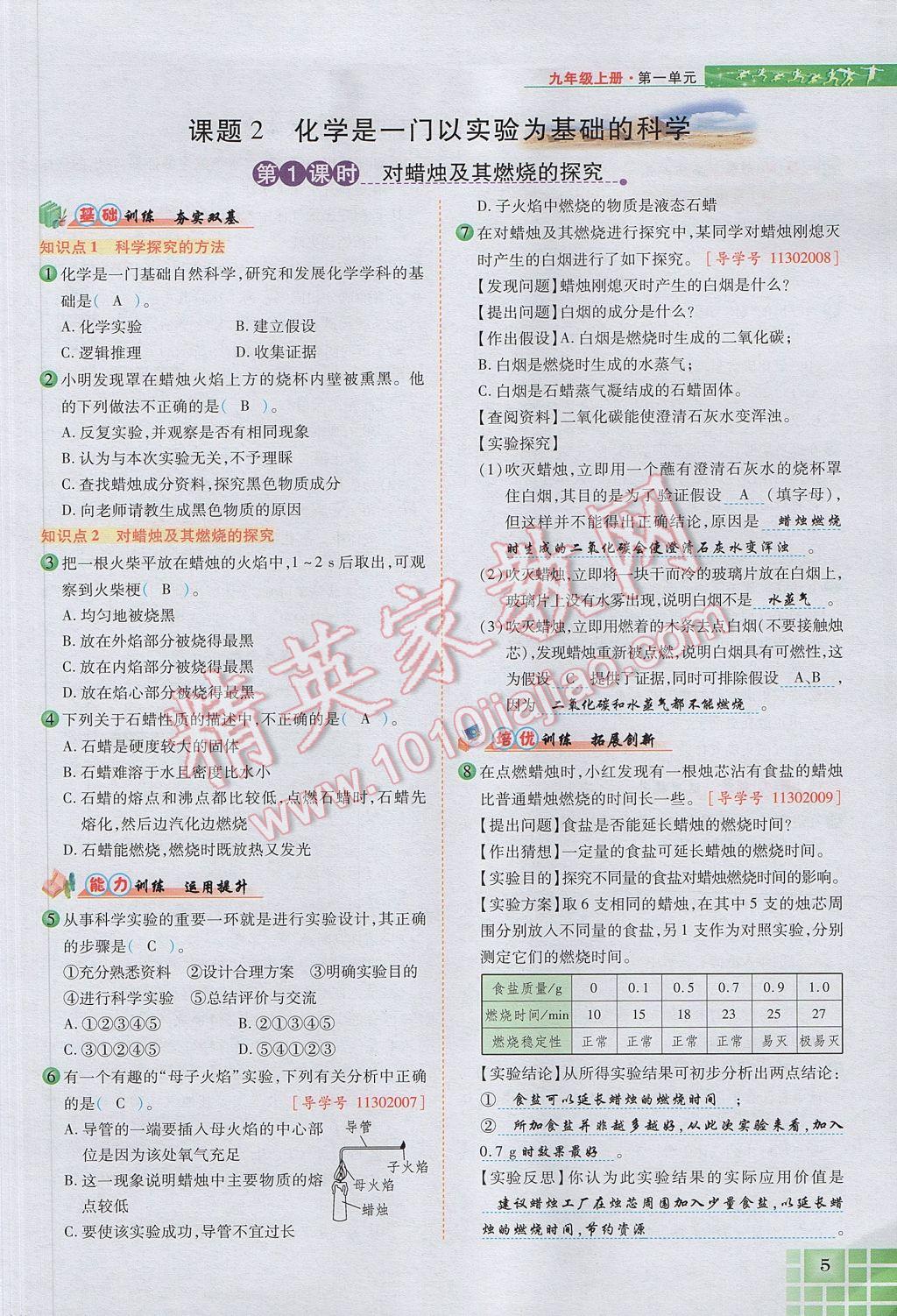 2017年見證奇跡英才學(xué)業(yè)設(shè)計(jì)與反饋九年級(jí)化學(xué)上冊(cè)人教版 第一單元 走進(jìn)化學(xué)世界第41頁