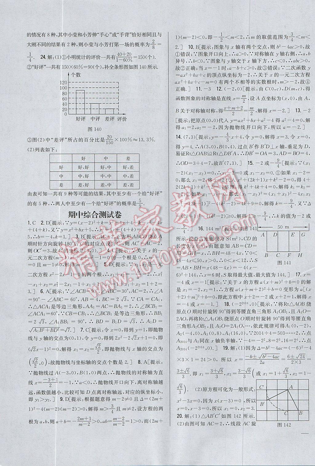 2017年全科王同步課時(shí)練習(xí)九年級(jí)數(shù)學(xué)上冊(cè)人教版 參考答案第31頁(yè)