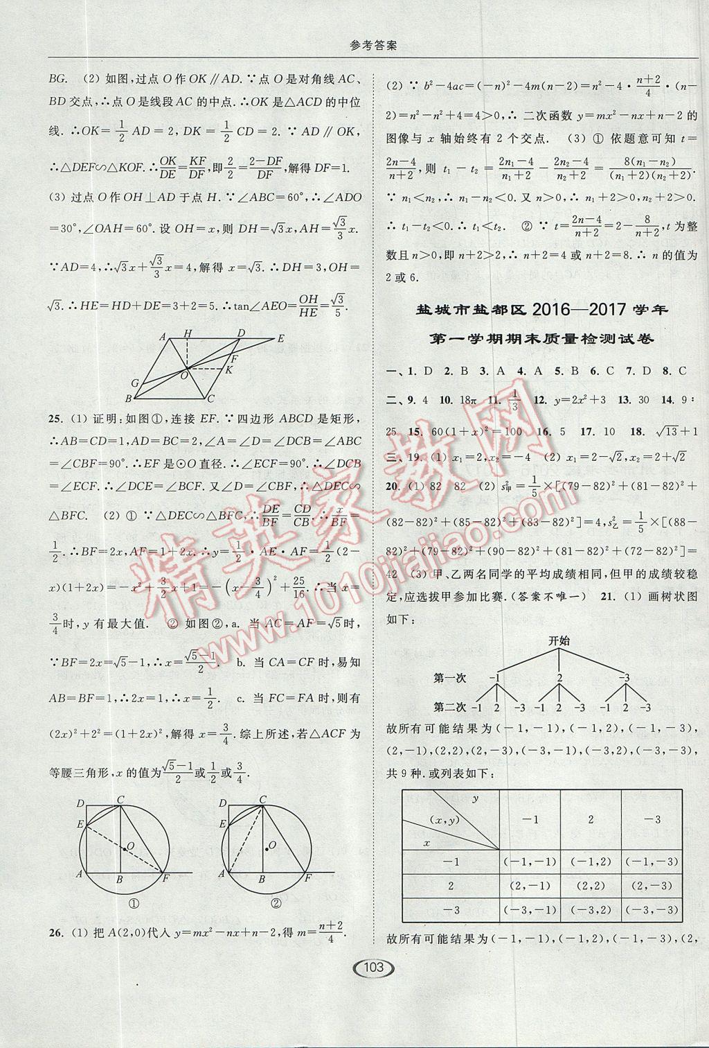 2017年亮點(diǎn)給力提優(yōu)課時(shí)作業(yè)本九年級(jí)數(shù)學(xué)上冊(cè)江蘇版 參考答案第35頁(yè)