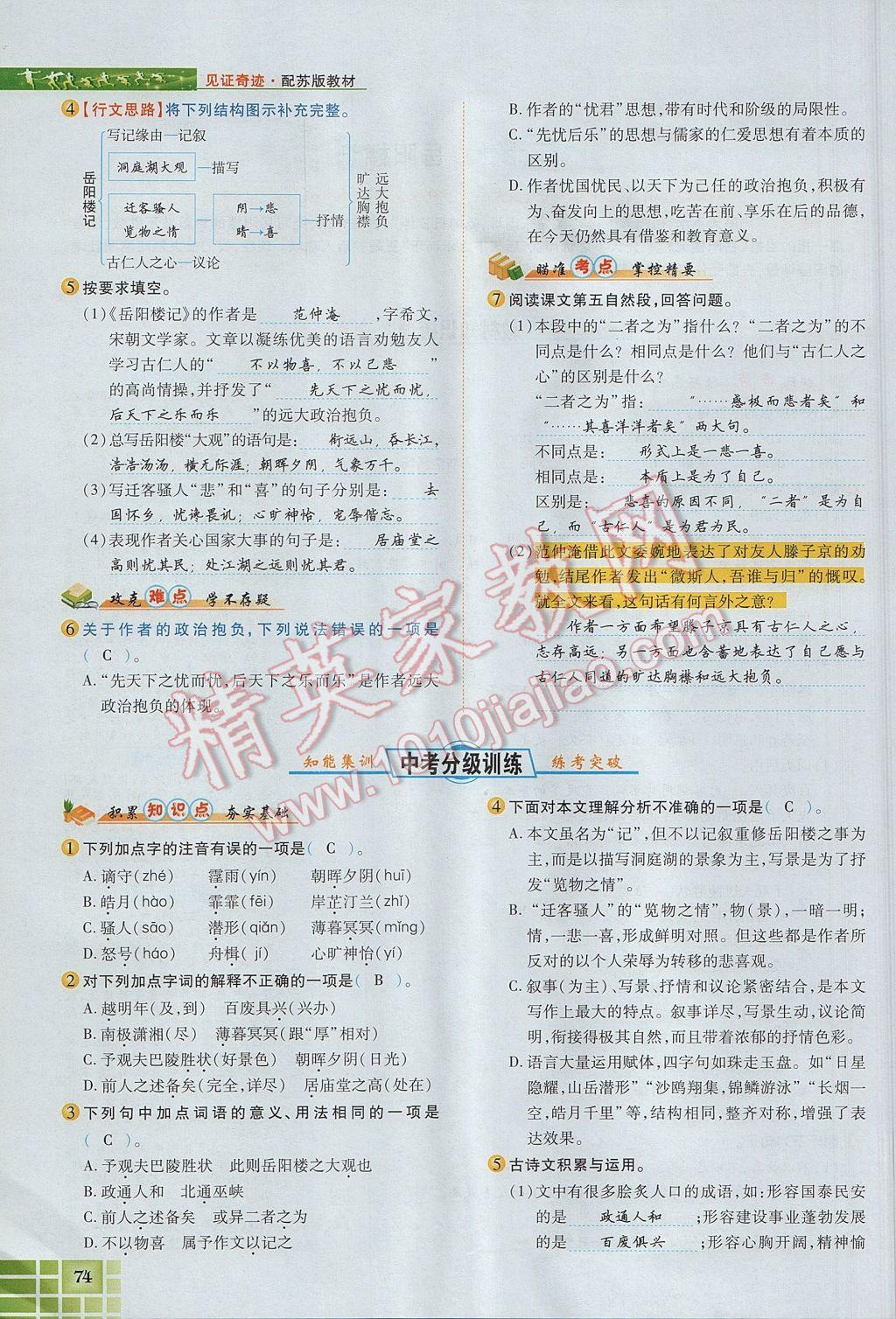 2017年見證奇跡英才學(xué)業(yè)設(shè)計(jì)與反饋九年級語文上冊蘇教版 第五單元第90頁