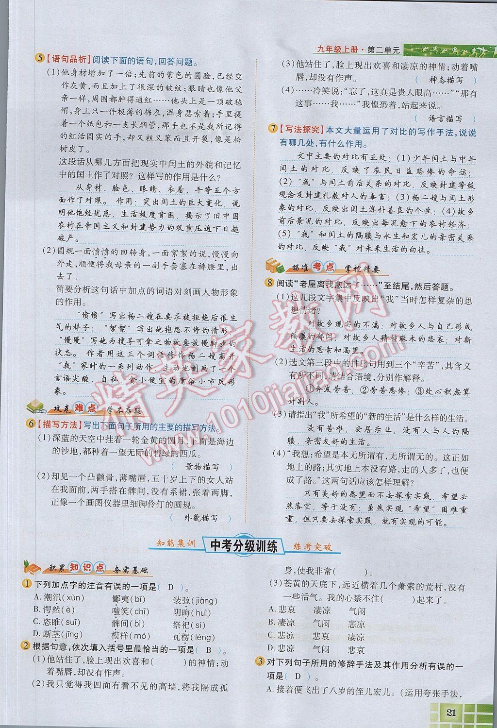 2017年見證奇跡英才學(xué)業(yè)設(shè)計與反饋九年級語文上冊蘇教版 第二單元第64頁