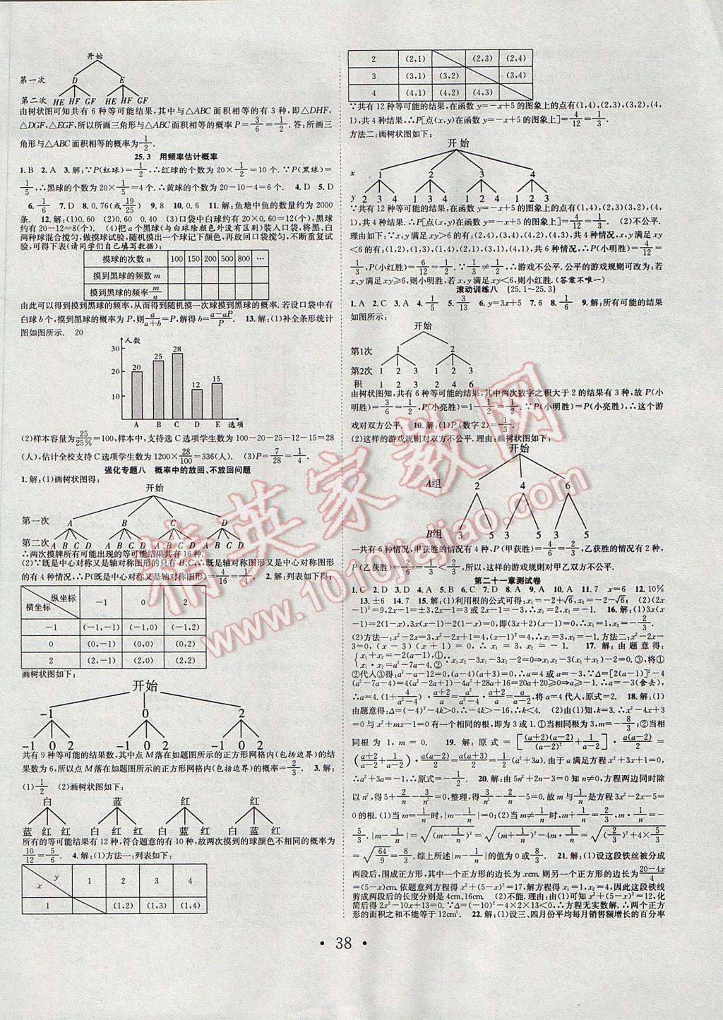 2017年七天学案学练考九年级数学上册人教版 参考答案第10页