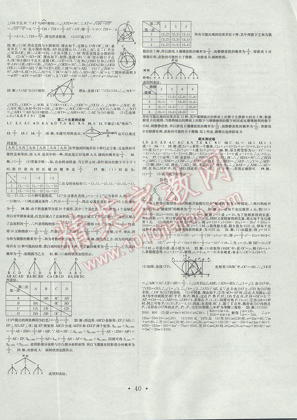 2017年七天學(xué)案學(xué)練考九年級(jí)數(shù)學(xué)上冊(cè)人教版 參考答案第12頁(yè)