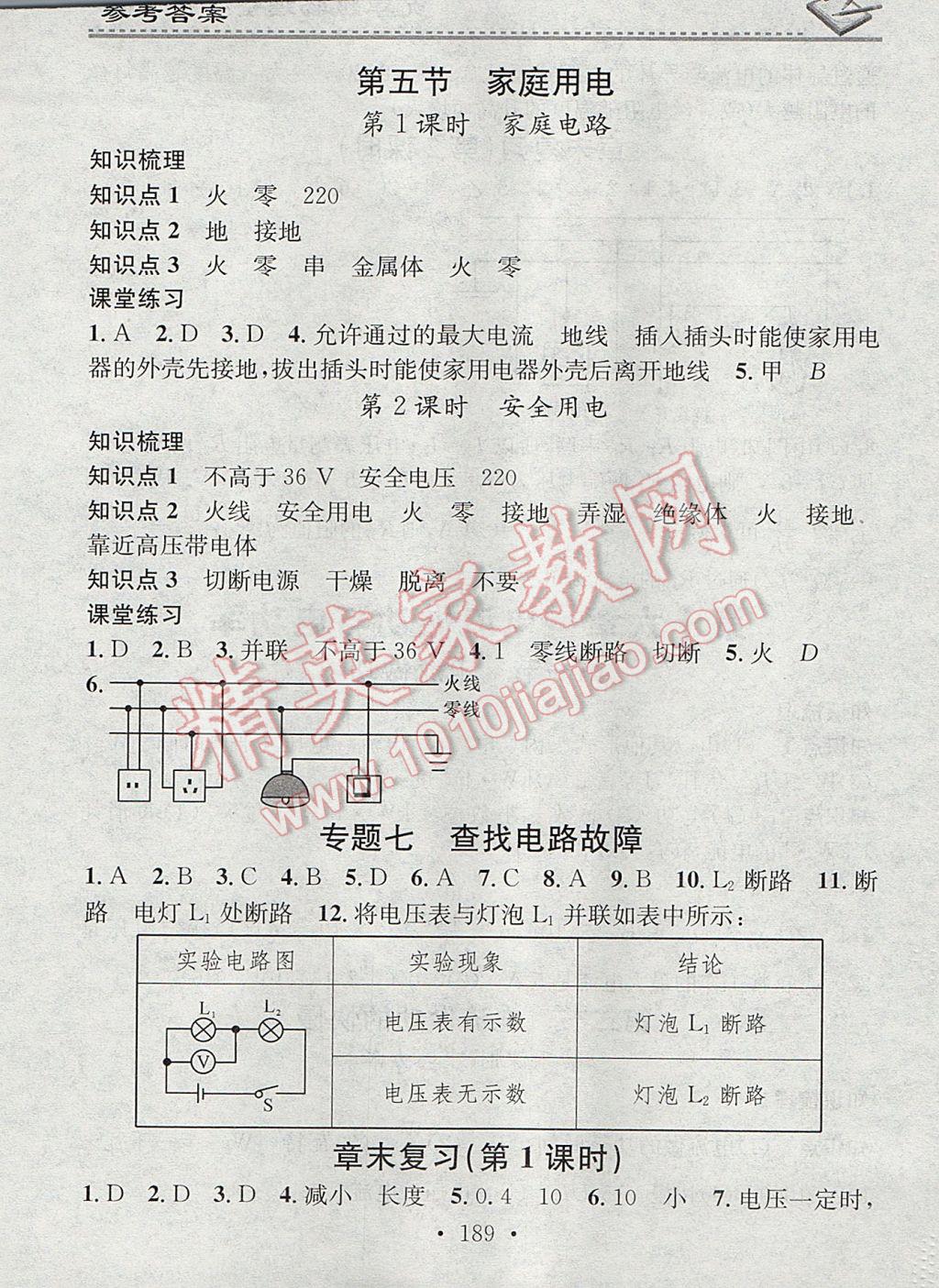 2017年名校課堂小練習(xí)九年級(jí)物理全一冊(cè)滬科版 參考答案第15頁(yè)