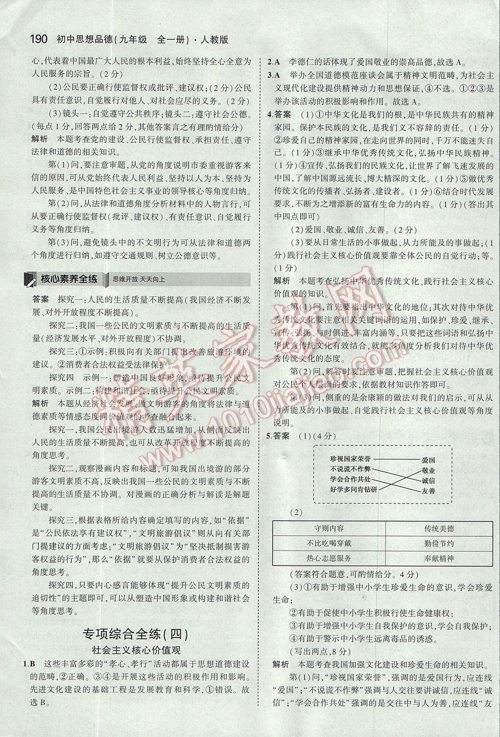 2017年5年中考3年模拟初中思想品德九年级全一册人教版 参考答案第41页