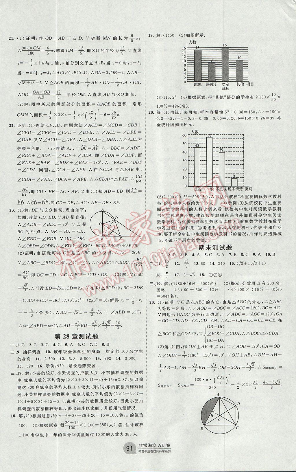 2017年海淀單元測(cè)試AB卷九年級(jí)數(shù)學(xué)全一冊(cè)華師大版 參考答案第7頁(yè)