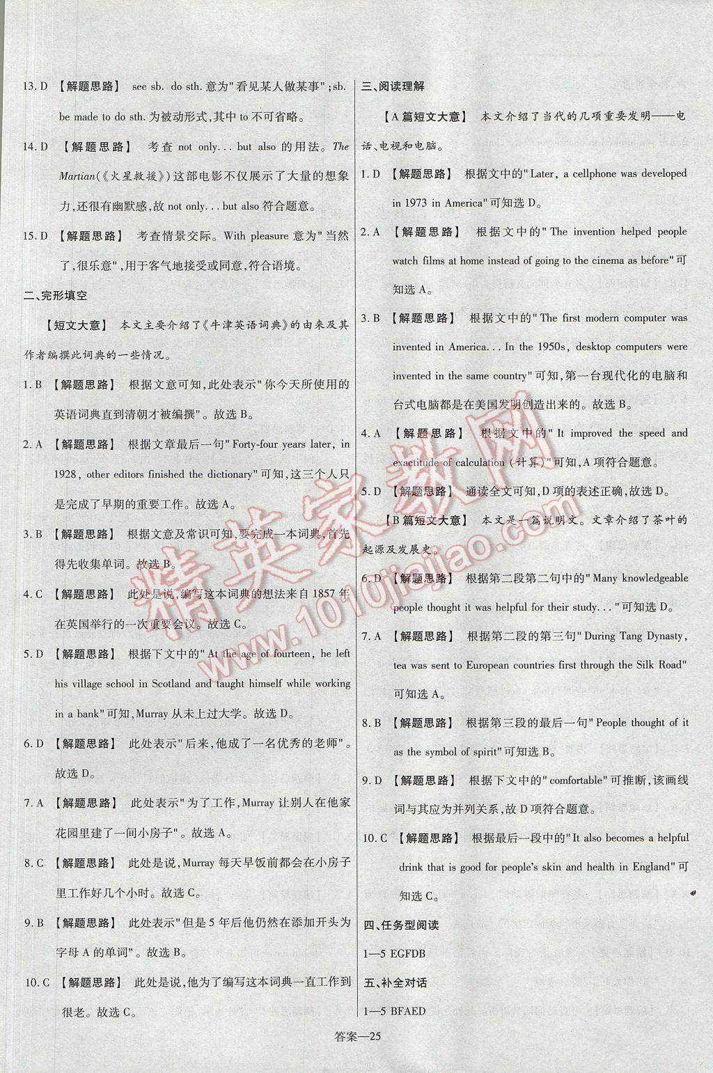 2017年金考卷活頁題選九年級(jí)英語上冊(cè)人教版 參考答案第25頁