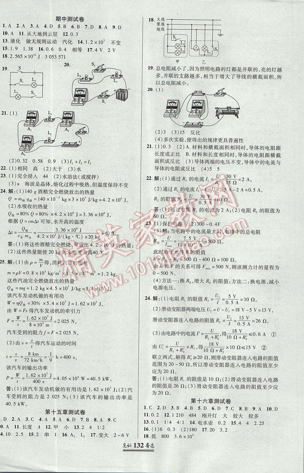 2017年見證奇跡英才學(xué)業(yè)設(shè)計(jì)與反饋九年級(jí)物理上冊滬科版 參考答案第11頁