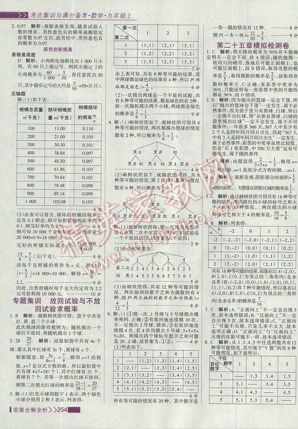 2017年考點(diǎn)集訓(xùn)與滿分備考九年級(jí)數(shù)學(xué)上冊(cè) 參考答案第62頁