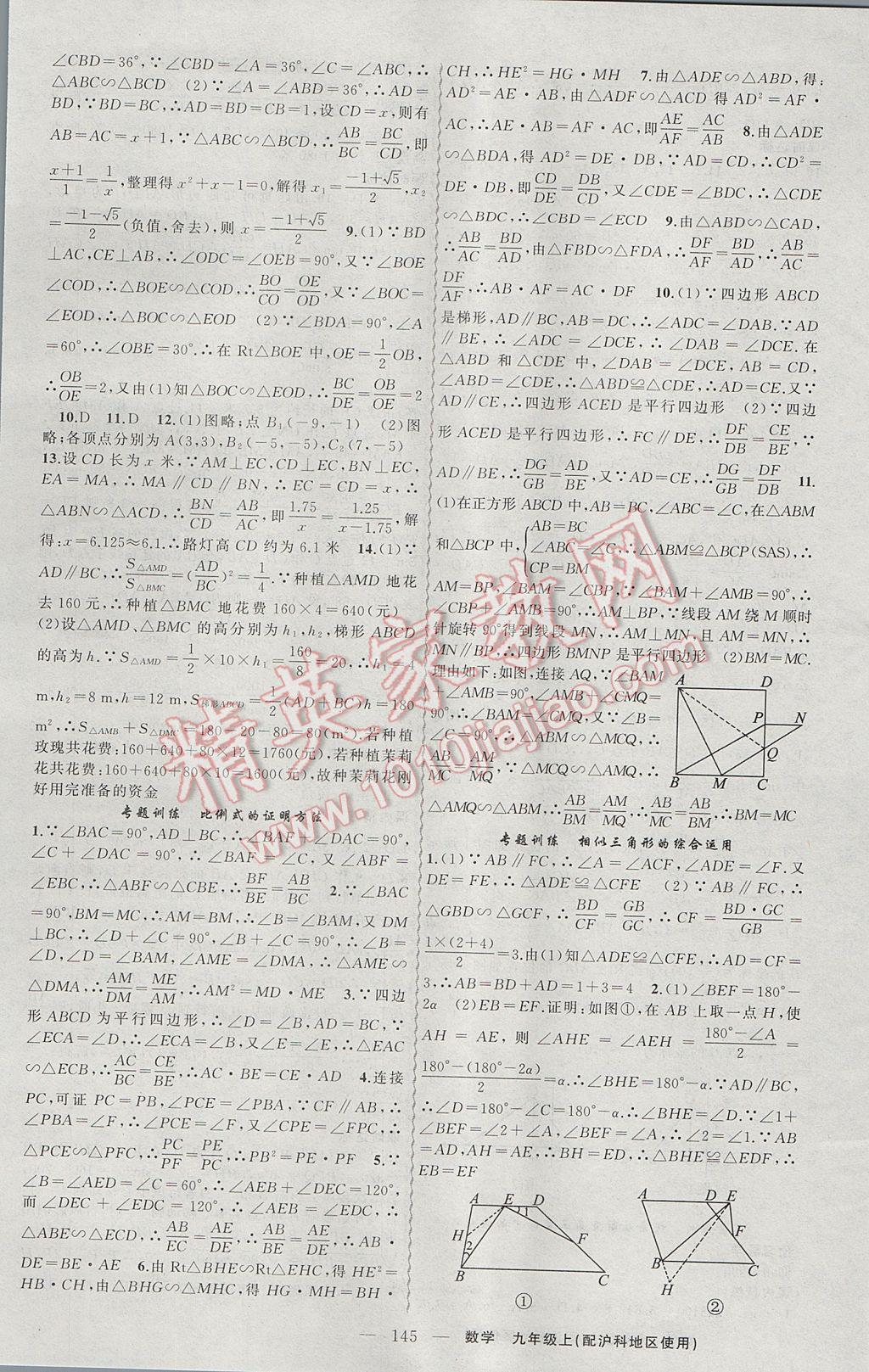 2017年黃岡金牌之路練闖考九年級數(shù)學(xué)上冊滬科版 參考答案第13頁