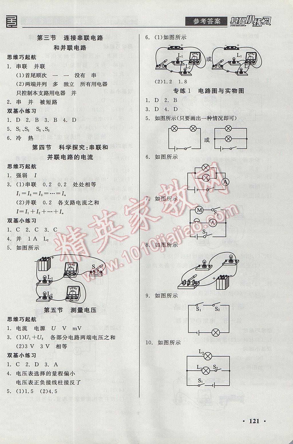 2017年全品基礎(chǔ)小練習(xí)九年級(jí)物理全一冊(cè)滬科版 參考答案第3頁(yè)