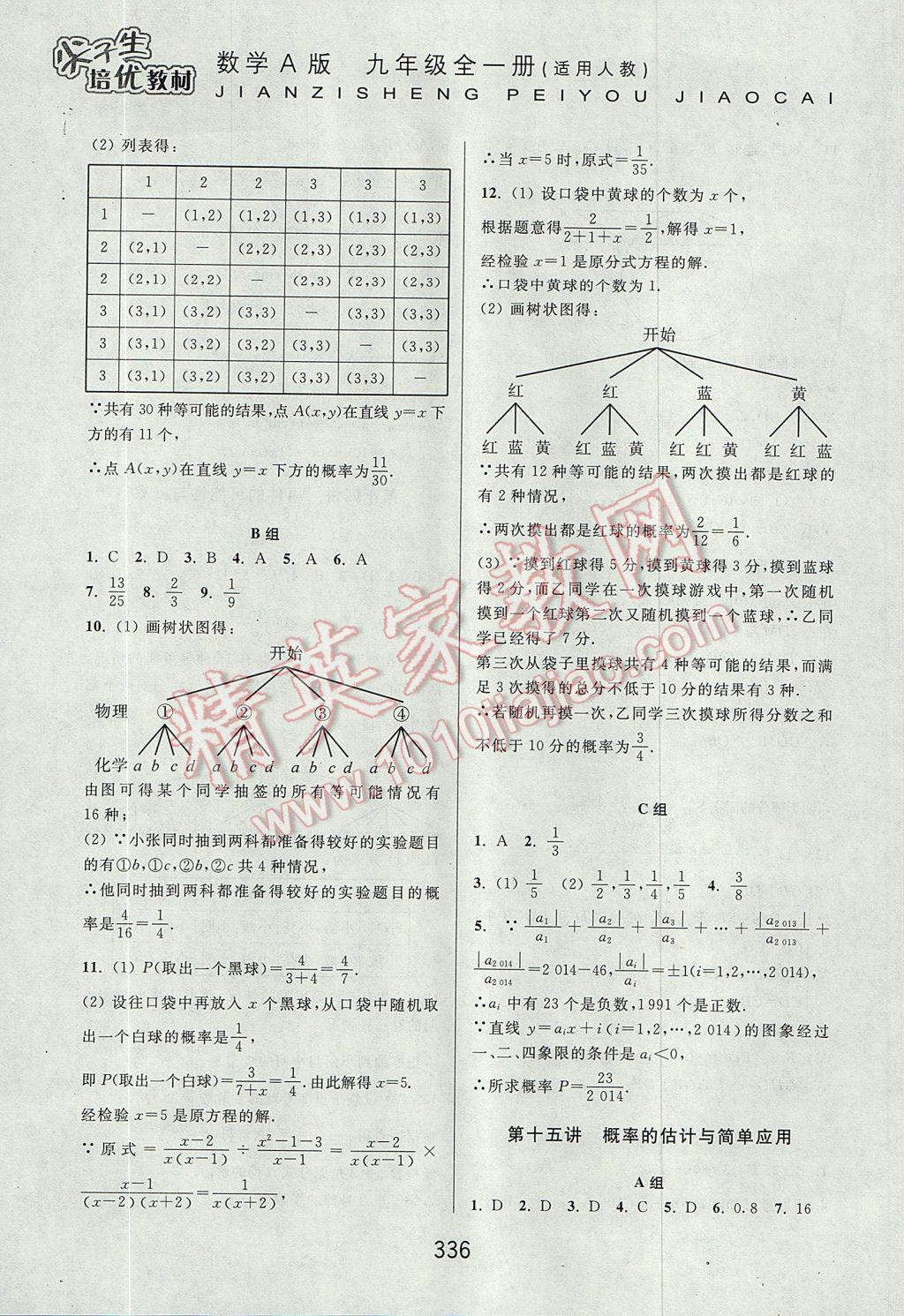 2017年尖子生培優(yōu)教材九年級數(shù)學全一冊人教A版 參考答案第28頁