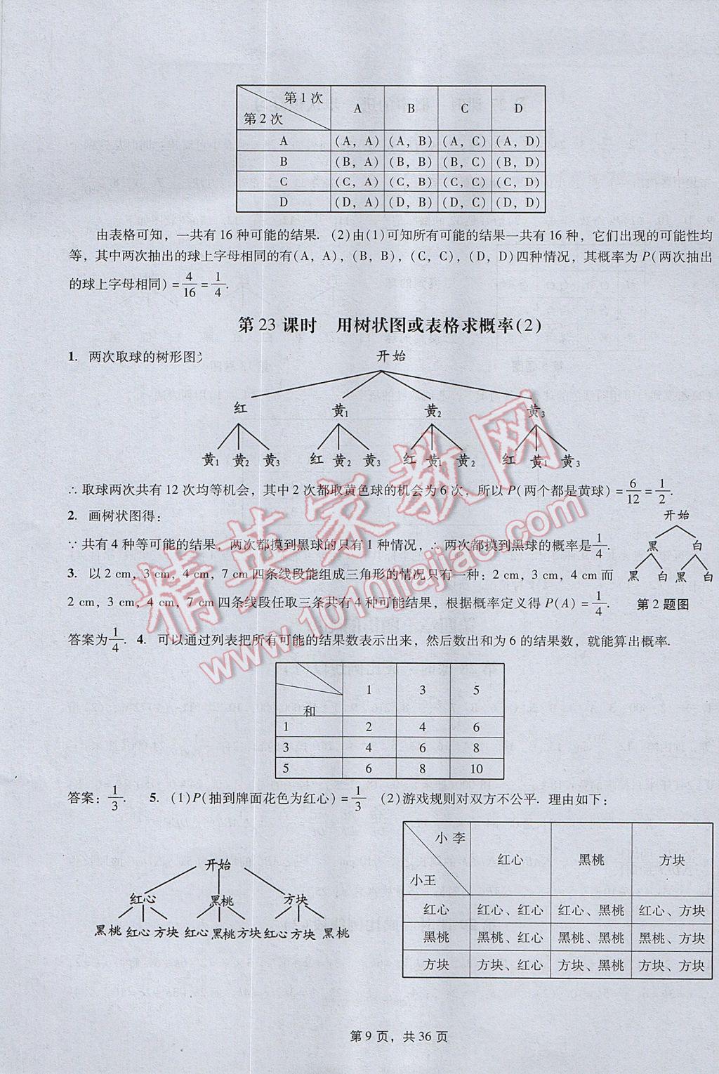 2017年深圳金卷初中數(shù)學(xué)課時(shí)作業(yè)AB本九年級(jí)上冊(cè) 參考答案第9頁(yè)