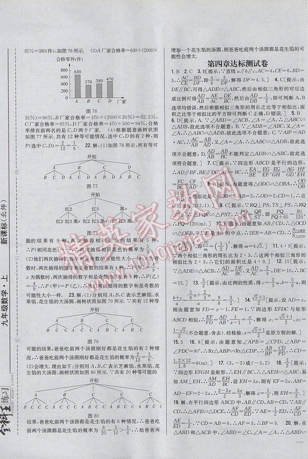 2017年全科王同步課時(shí)練習(xí)九年級(jí)數(shù)學(xué)上冊(cè)北師大版 參考答案第25頁(yè)