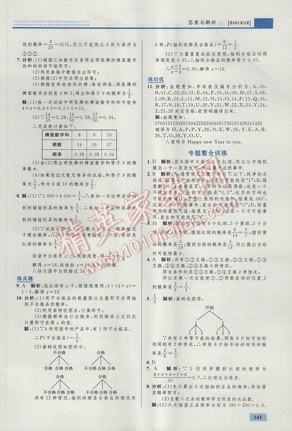 2017年初中同步學(xué)考優(yōu)化設(shè)計九年級數(shù)學(xué)上冊人教版 參考答案第51頁