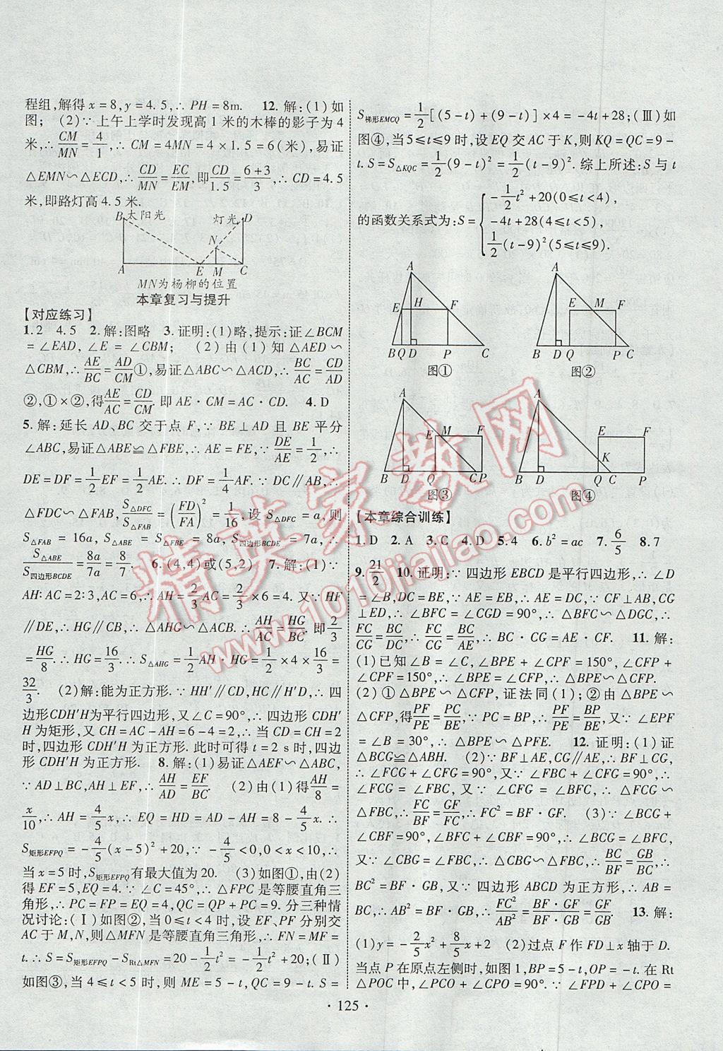 2017年暢優(yōu)新課堂九年級數(shù)學(xué)上冊滬科版 參考答案第8頁