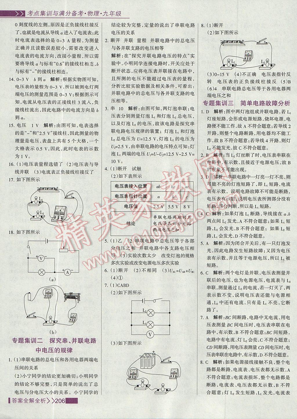 2017年考點(diǎn)集訓(xùn)與滿分備考九年級(jí)物理全一冊(cè)上 參考答案第30頁(yè)