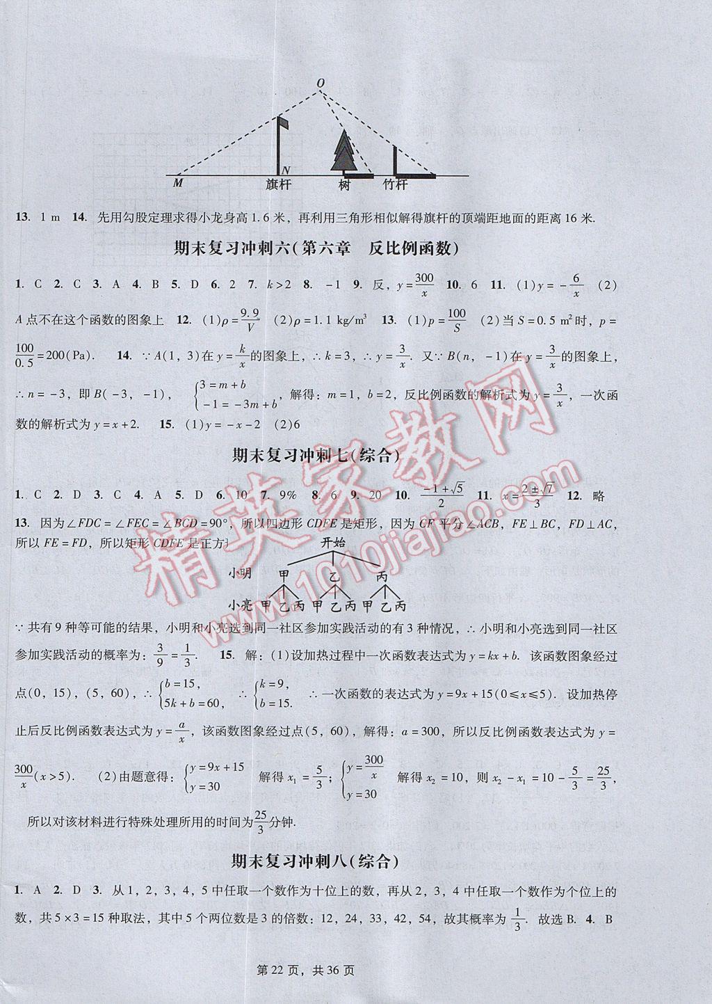 2017年深圳金卷初中數(shù)學(xué)課時(shí)作業(yè)AB本九年級(jí)上冊(cè) 參考答案第22頁