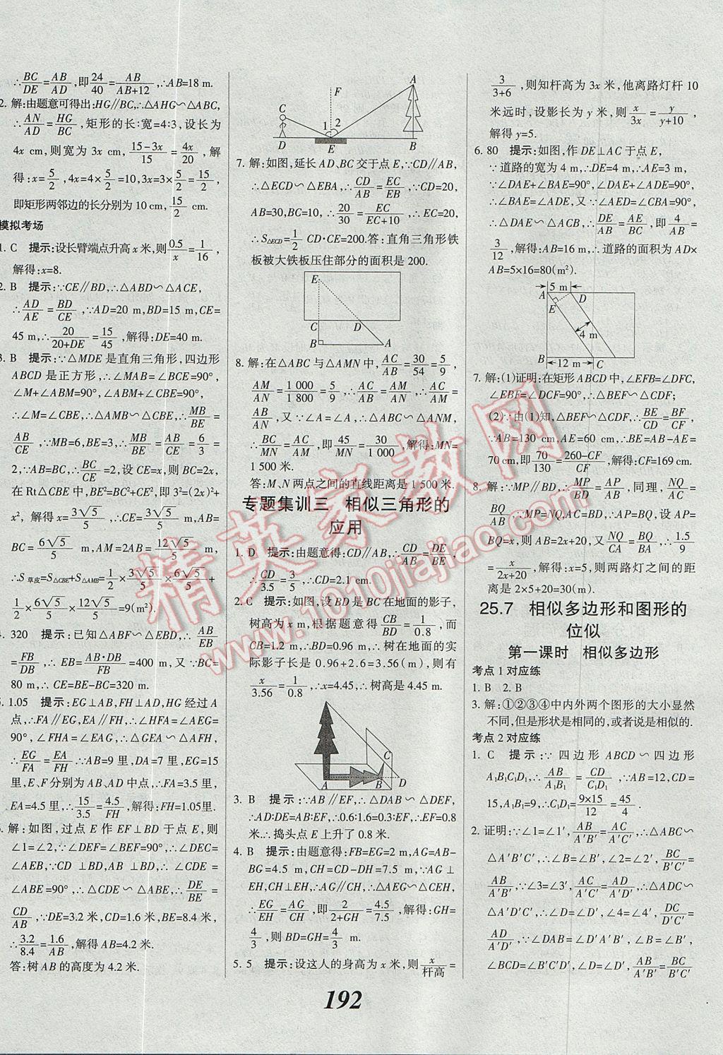 2017年全優(yōu)課堂考點(diǎn)集訓(xùn)與滿分備考九年級(jí)數(shù)學(xué)全一冊(cè)上冀教版 參考答案第20頁(yè)