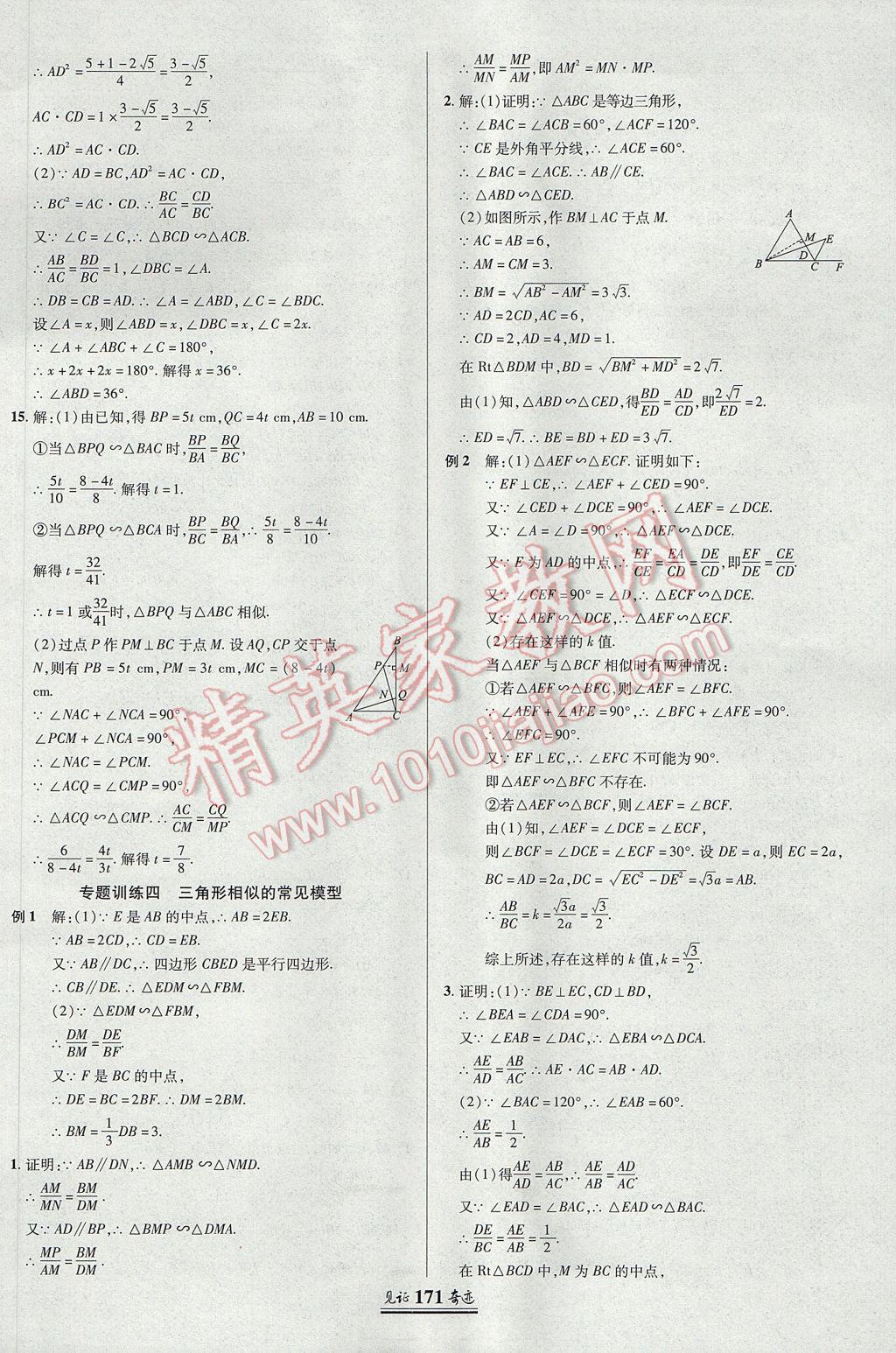 2017年見證奇跡英才學(xué)業(yè)設(shè)計與反饋九年級數(shù)學(xué)上冊冀教版 參考答案第14頁