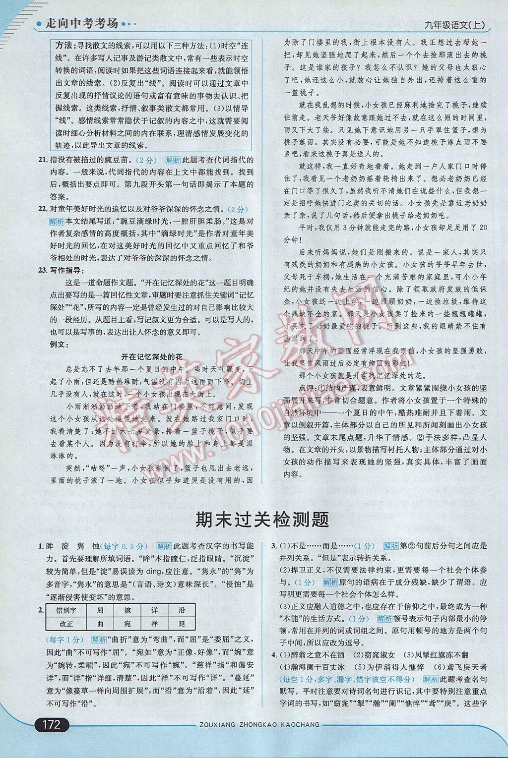 2017年走向中考考場九年級語文上冊江蘇版 參考答案第38頁