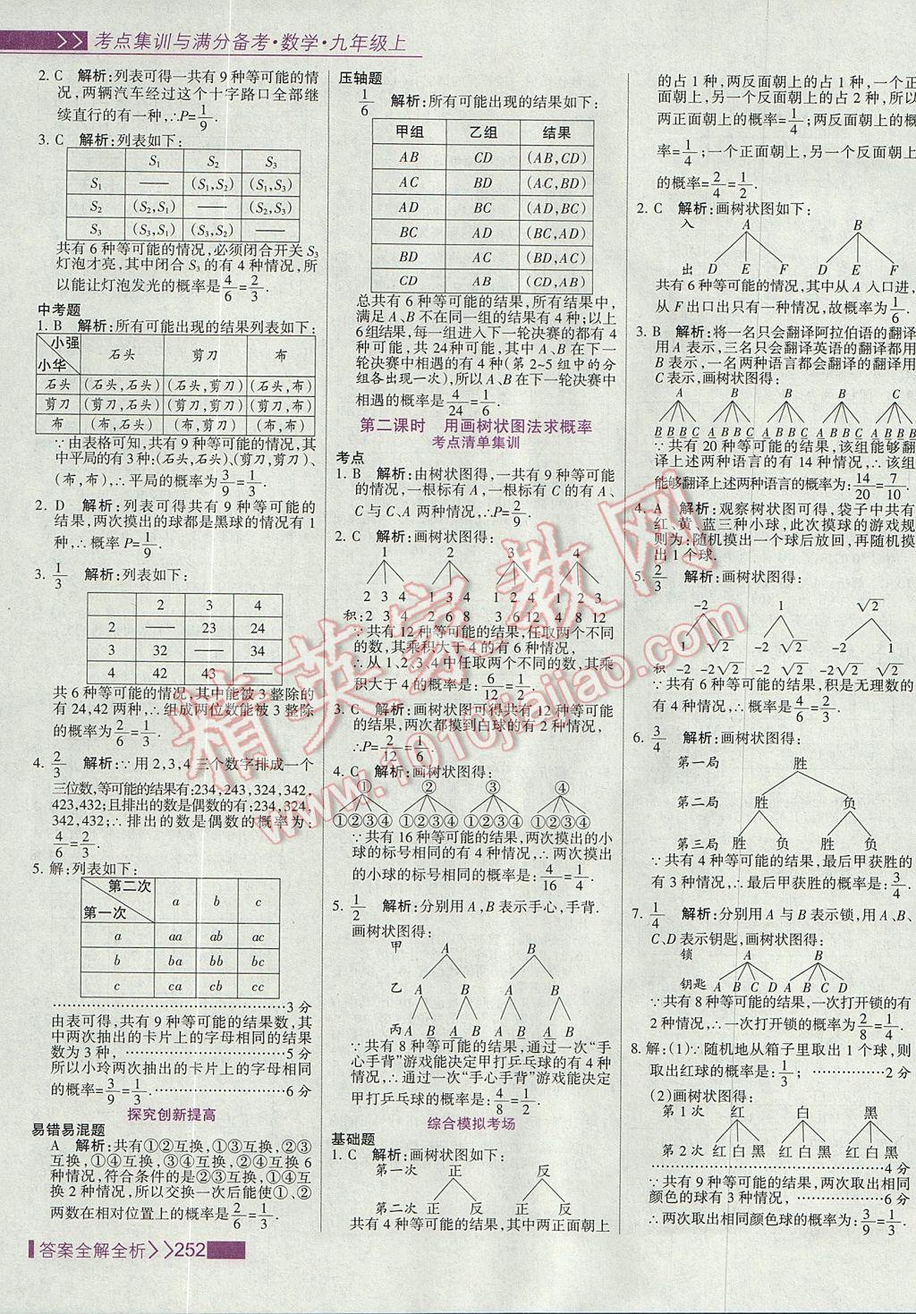 2017年考點集訓(xùn)與滿分備考九年級數(shù)學(xué)上冊 參考答案第60頁