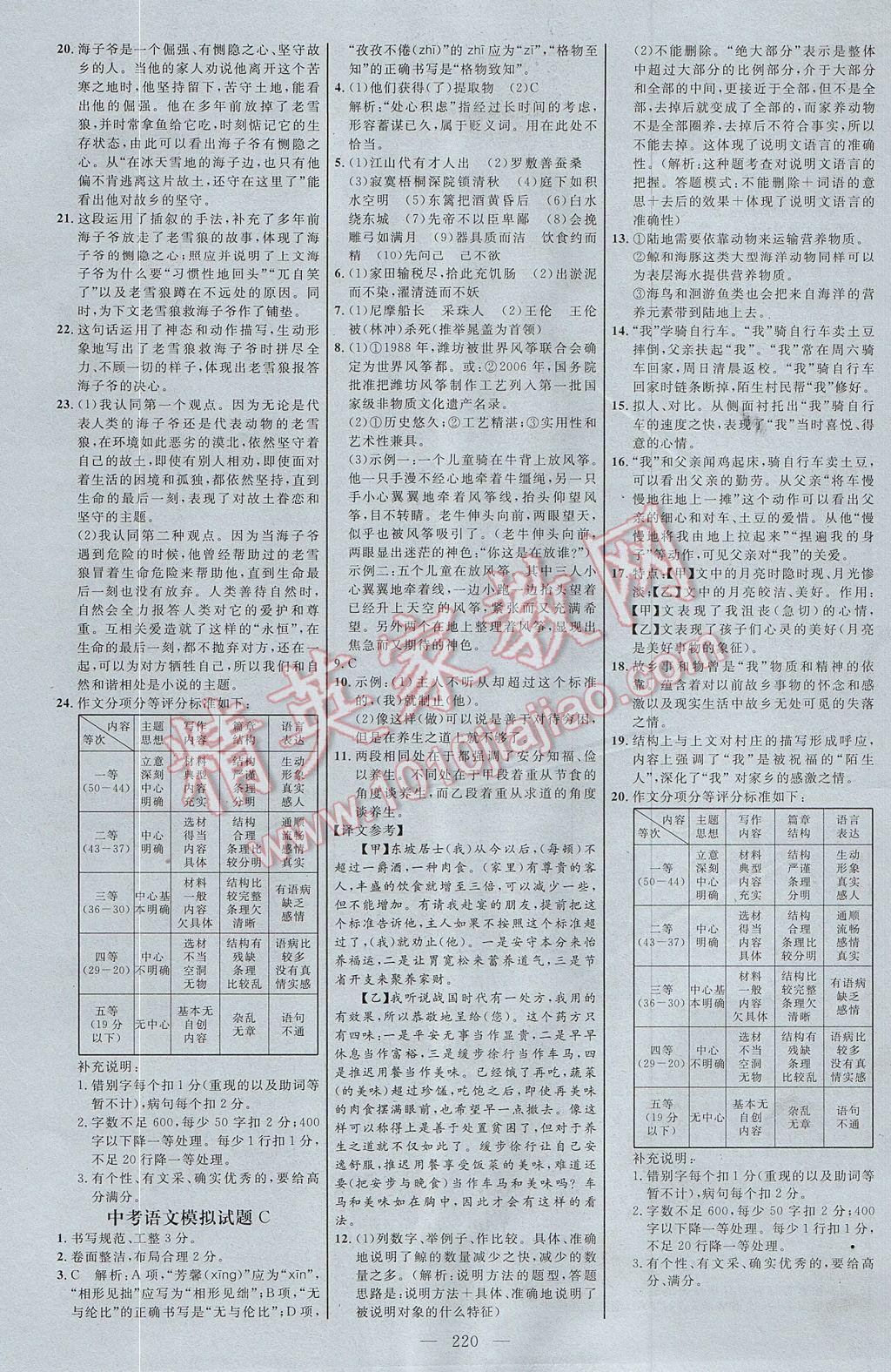 2017年细解巧练九年级语文全一册人教版 参考答案第15页