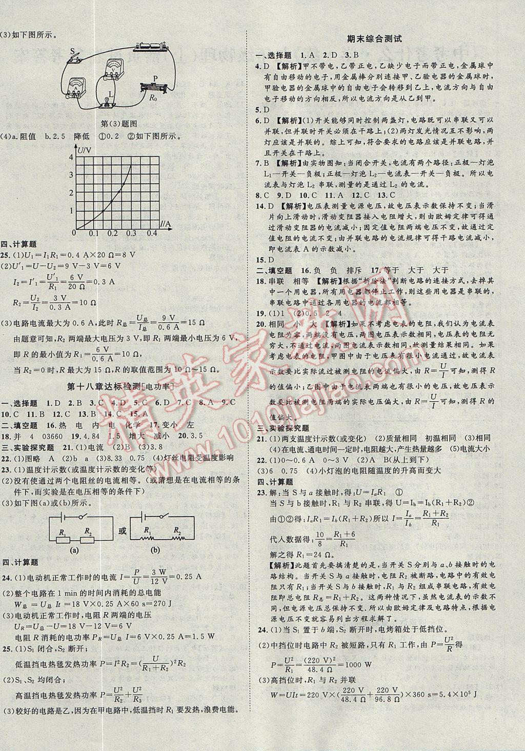 2017年中考考什么學(xué)加練導(dǎo)學(xué)案九年級(jí)物理上冊(cè) 活頁卷答案第12頁