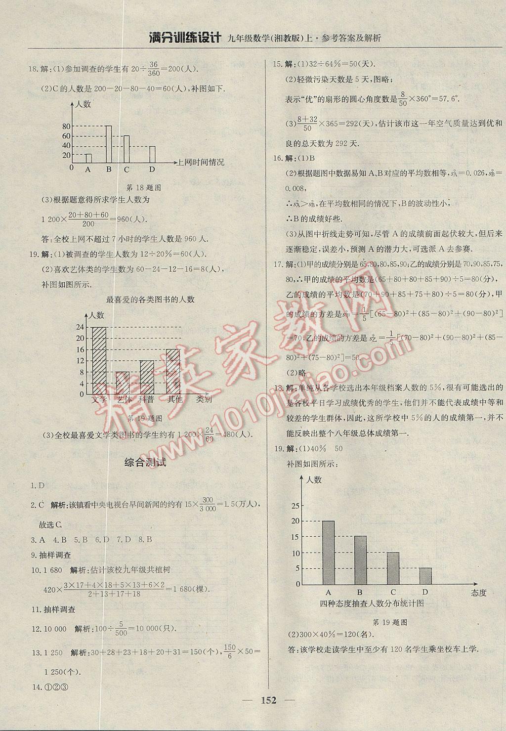 2017年满分训练设计九年级数学上册湘教版 参考答案第33页