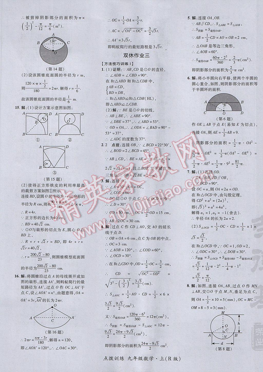 2017年點(diǎn)撥訓(xùn)練九年級(jí)數(shù)學(xué)上冊(cè)人教版 參考答案第41頁(yè)