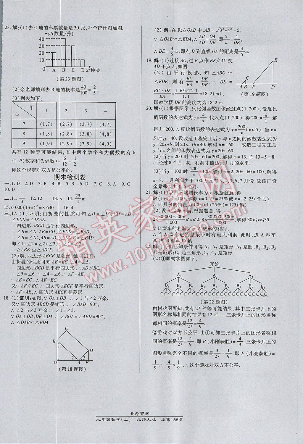 2017年高效課時(shí)通10分鐘掌控課堂九年級(jí)數(shù)學(xué)上冊(cè)北師大版 參考答案第24頁(yè)