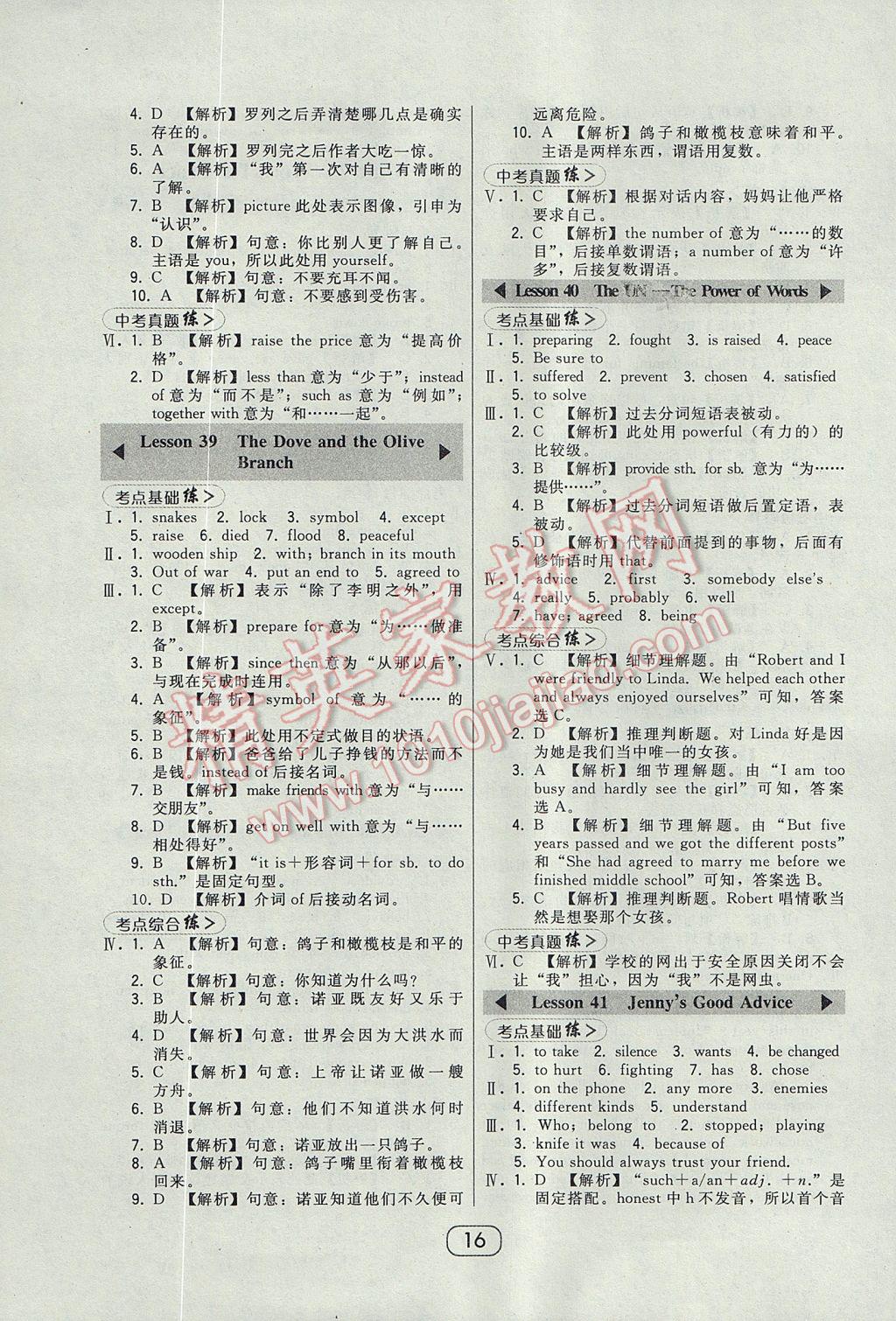 2017年北大綠卡九年級英語全一冊冀教版 參考答案第19頁