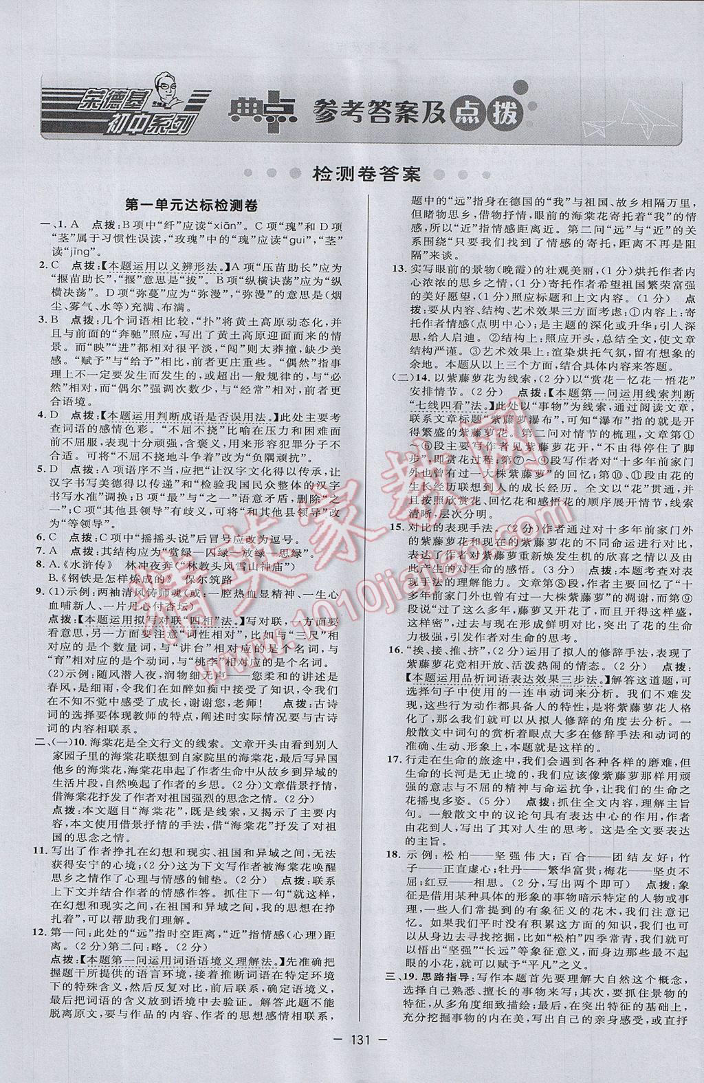 2017年綜合應(yīng)用創(chuàng)新題典中點(diǎn)九年級(jí)語(yǔ)文上冊(cè)語(yǔ)文版 參考答案第1頁(yè)