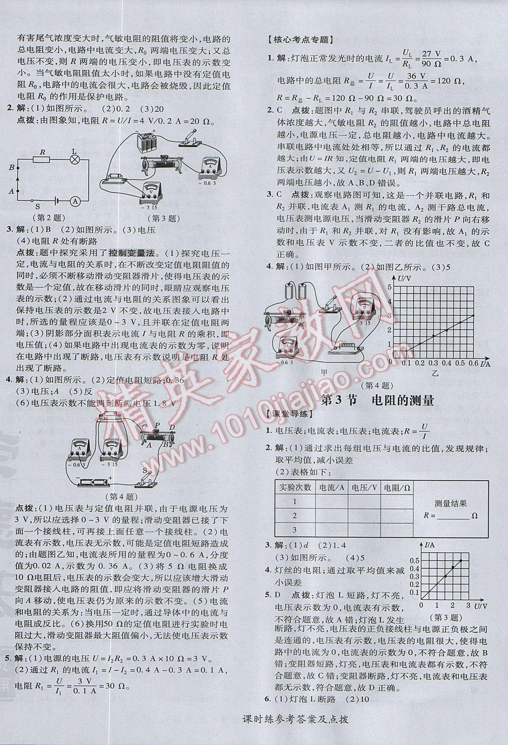 2017年點撥訓(xùn)練九年級物理上冊人教版 參考答案第24頁