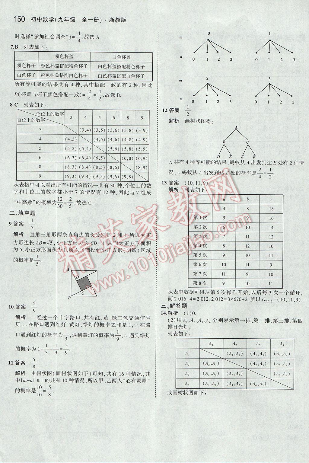 2017年5年中考3年模擬初中數(shù)學(xué)九年級(jí)全一冊(cè)浙教版 參考答案第14頁(yè)