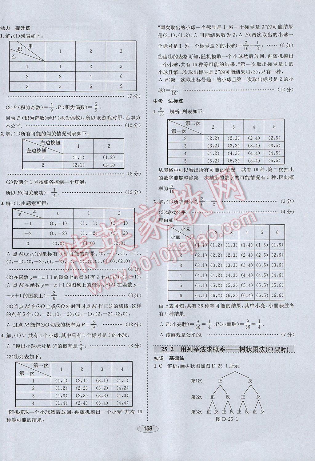 2017年中学教材全练九年级数学上册人教版 参考答案第46页