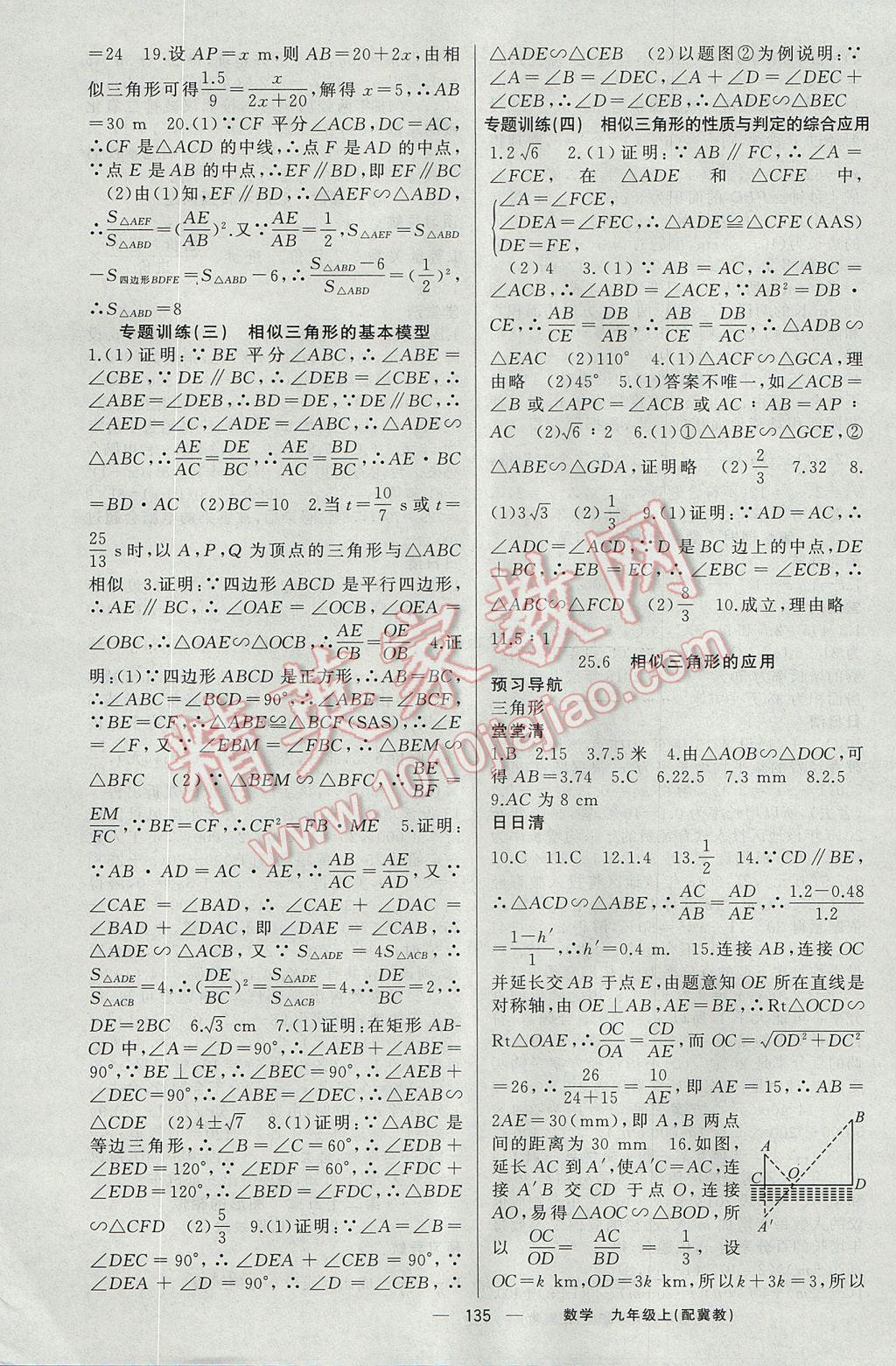 2017年四清導(dǎo)航九年級(jí)數(shù)學(xué)上冊(cè)冀教版 參考答案第8頁(yè)