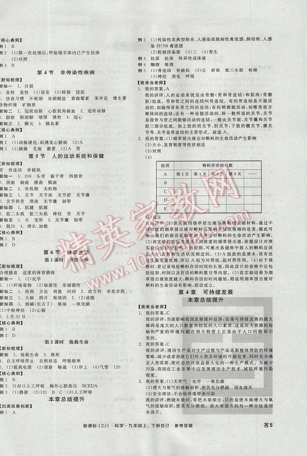 2017年全品學練考九年級科學上下冊合訂本浙教版 參考答案第10頁