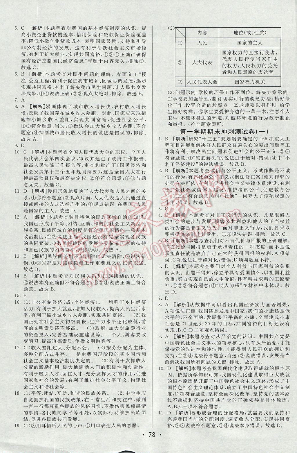 2017年期末考向標海淀新編跟蹤突破測試卷九年級思想品德全一冊魯人版 參考答案第2頁