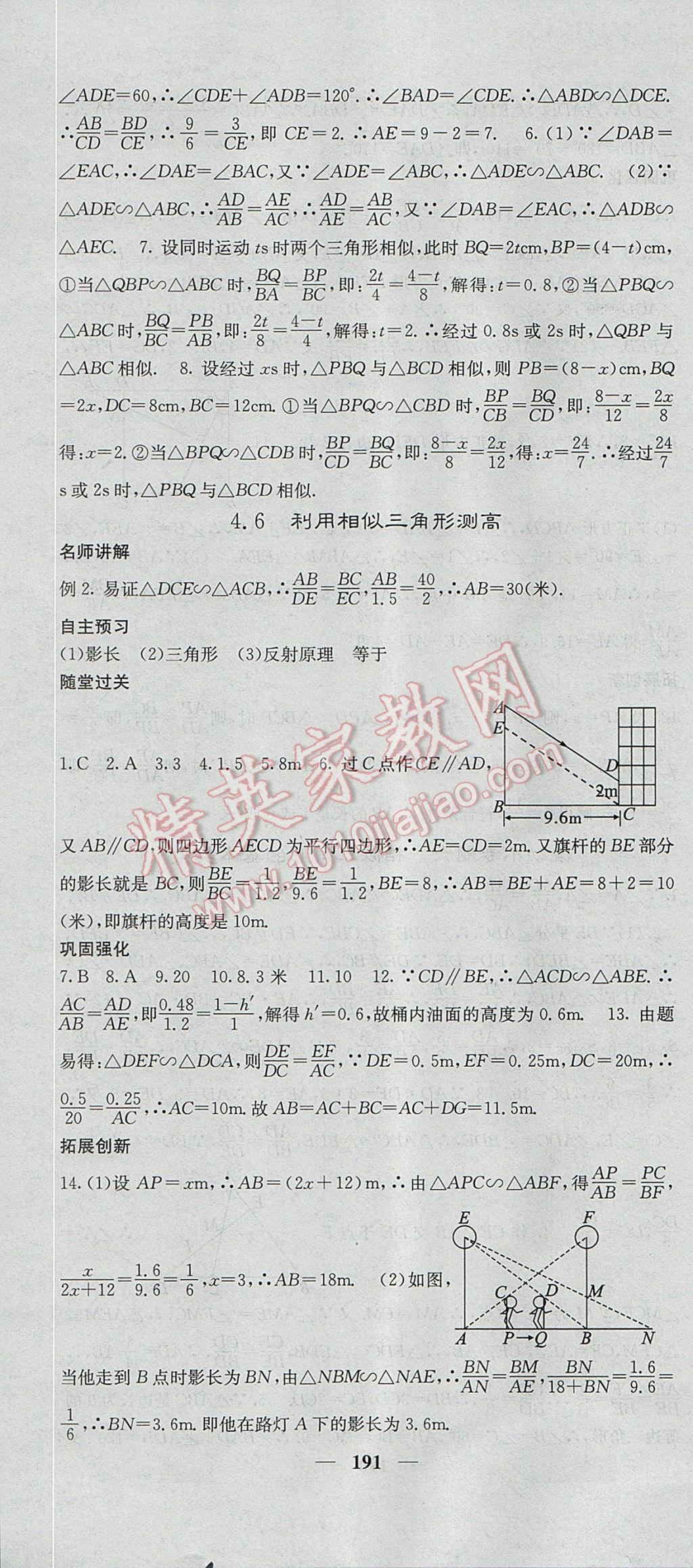 2017年課堂點睛九年級數(shù)學上冊北師大版 參考答案第28頁