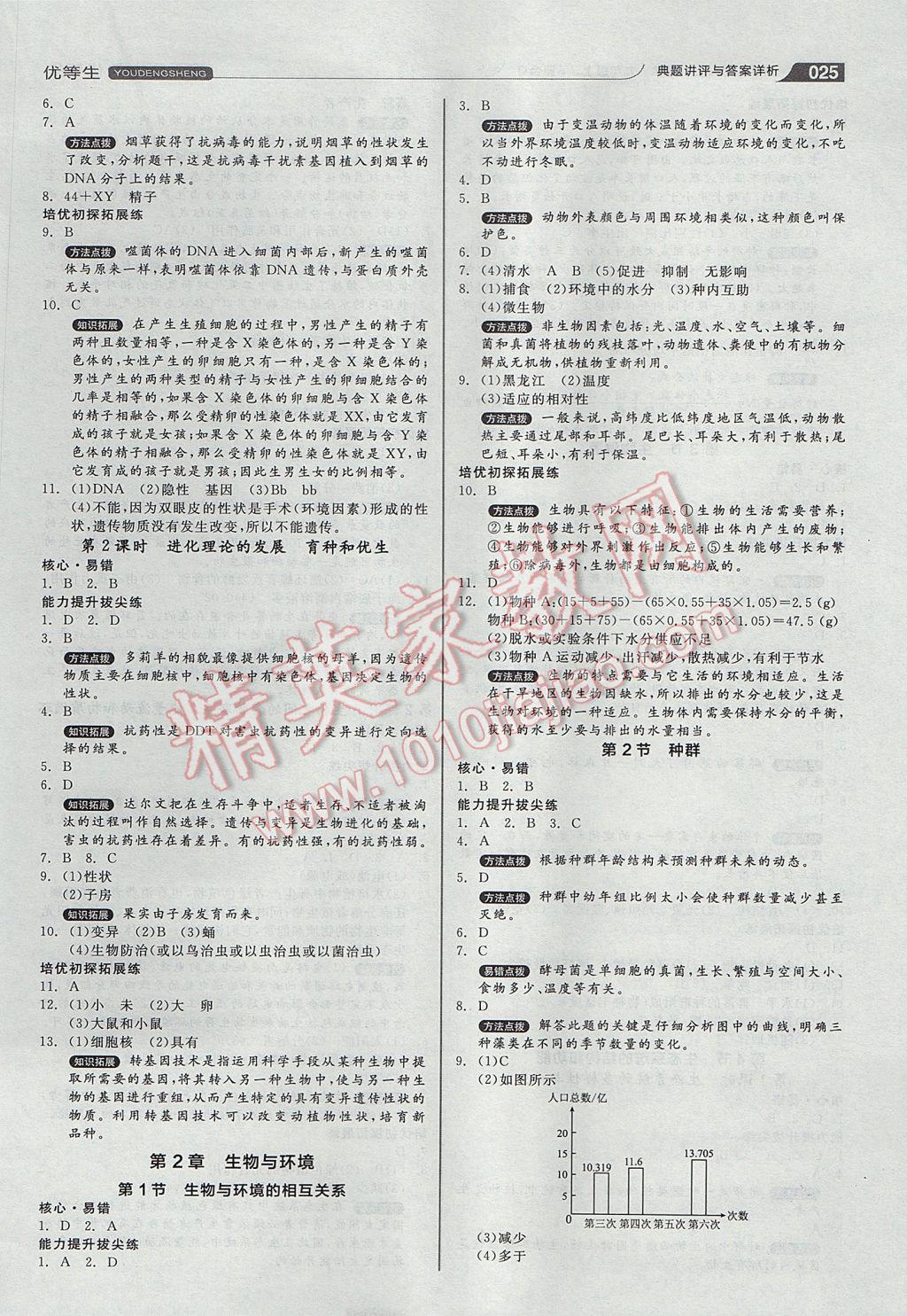 2017年全品优等生九年级科学上下册合订本浙教版 参考答案第25页