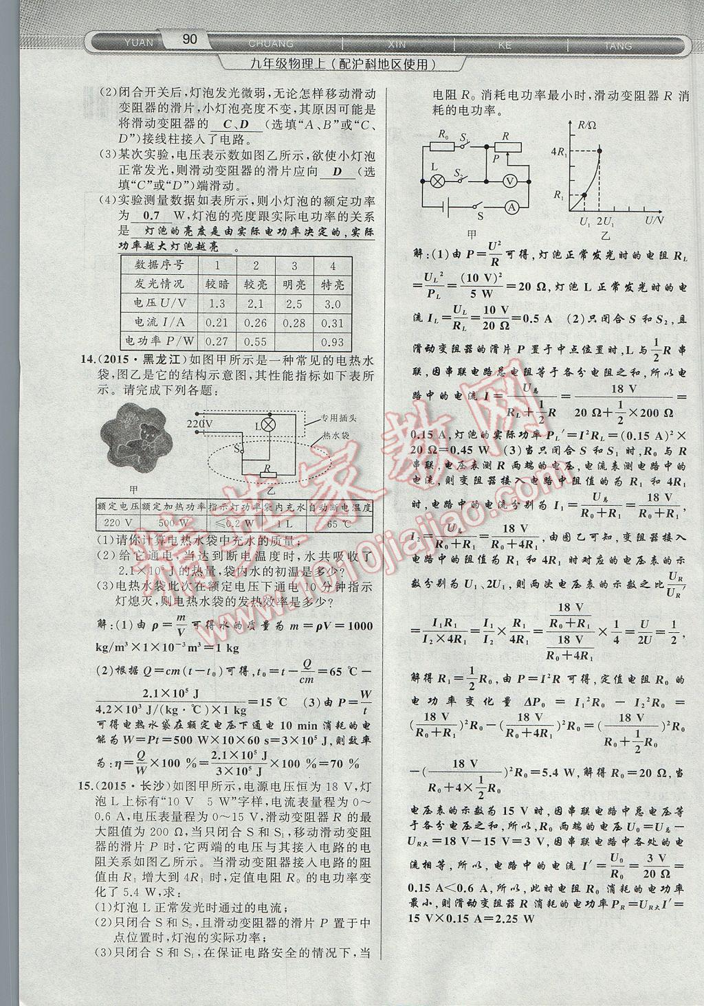 2017年原創(chuàng)新課堂九年級(jí)物理上冊(cè)滬科版 第十六章 電流做功與電功率第68頁(yè)