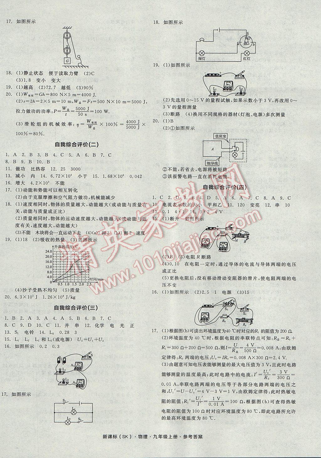 2017年全品学练考九年级物理上册苏科版 参考答案第16页