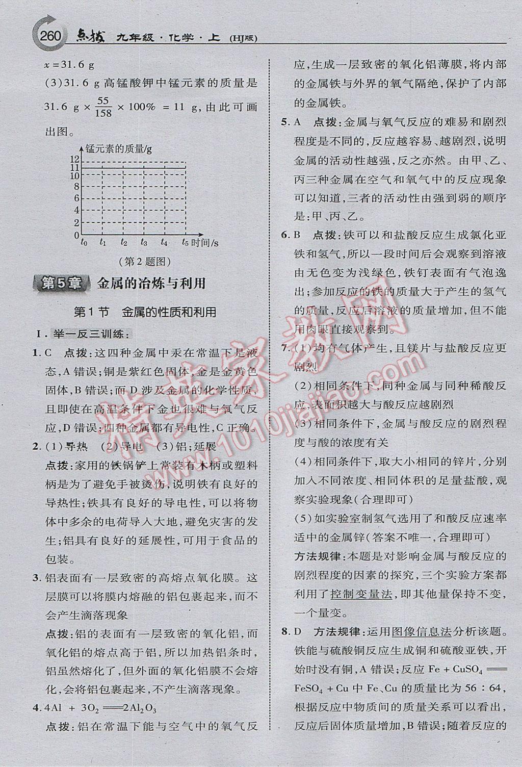 2017年特高級教師點(diǎn)撥九年級化學(xué)上冊滬教版 參考答案第38頁