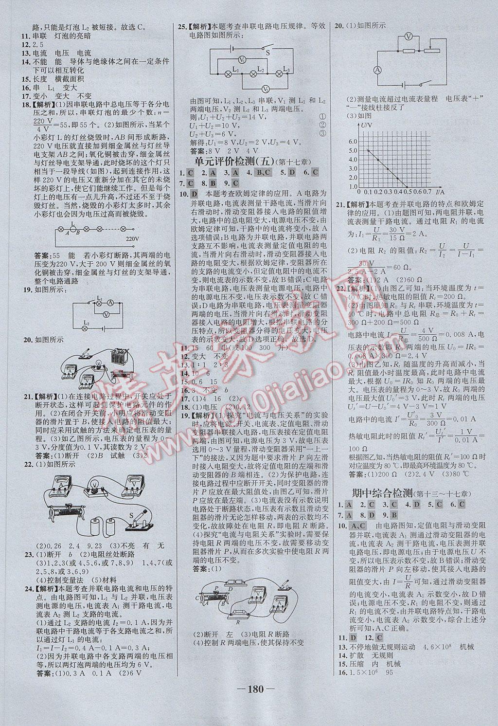 2017年世紀(jì)金榜百練百勝九年級(jí)物理全一冊(cè) 參考答案第22頁