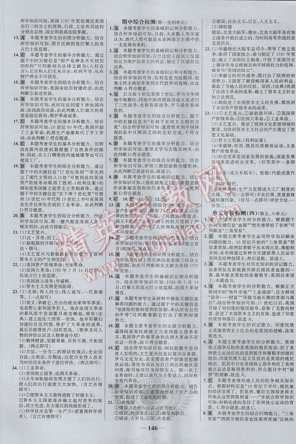 2017年世紀(jì)金榜金榜學(xué)案九年級(jí)歷史上冊(cè) 參考答案第14頁
