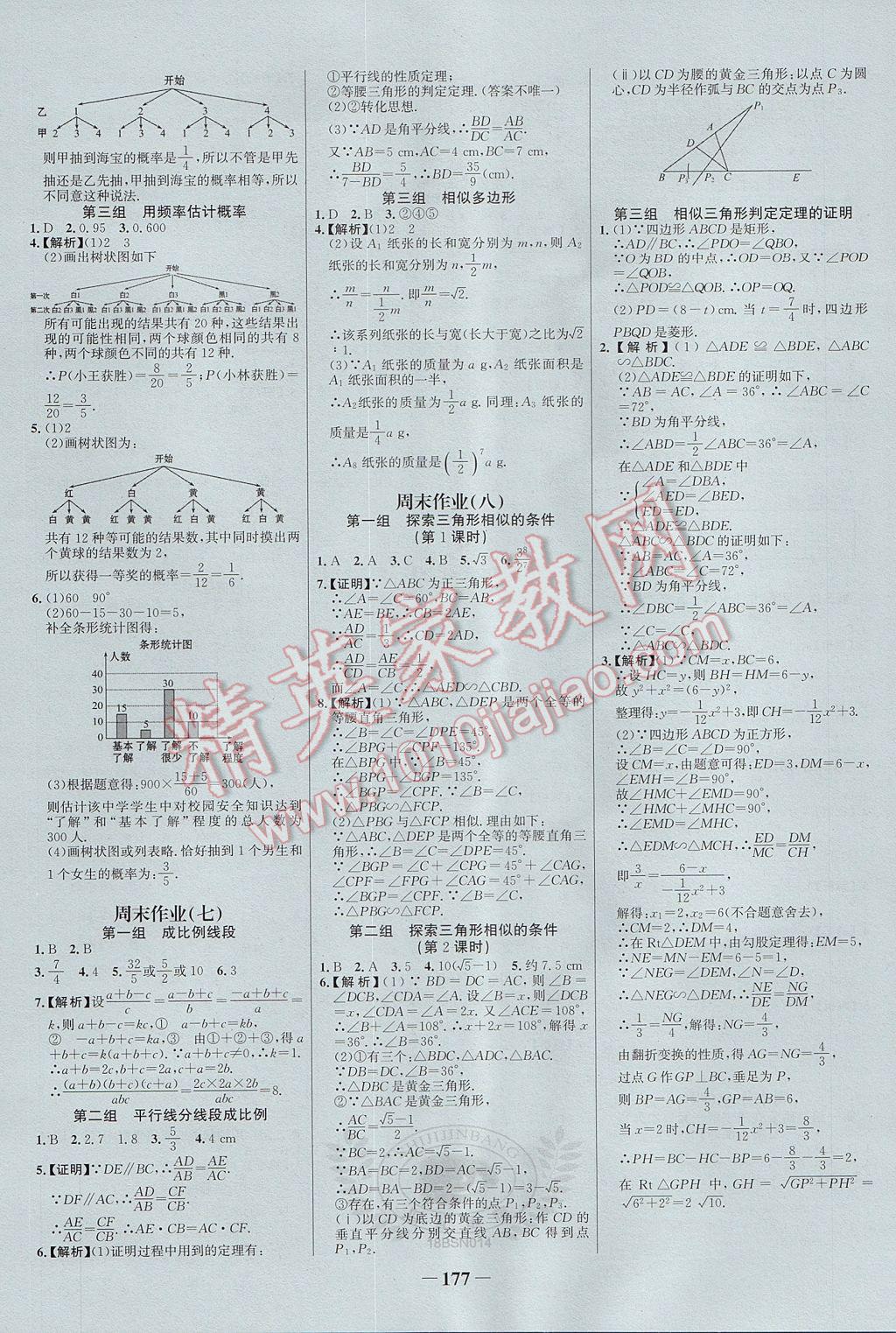 2017年世紀(jì)金榜百練百勝九年級(jí)數(shù)學(xué)上冊(cè)北師大版 參考答案第19頁(yè)