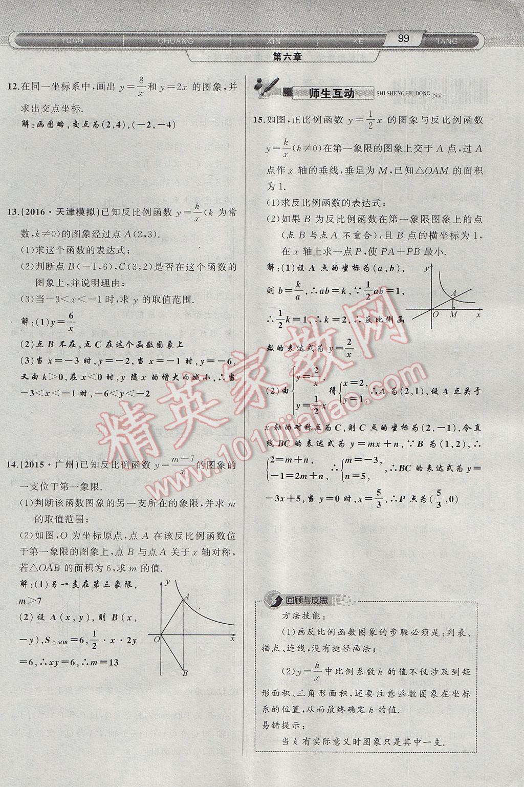 2017年原創(chuàng)新課堂九年級(jí)數(shù)學(xué)上冊(cè)北師大版 第六章 反比例函數(shù)第99頁(yè)