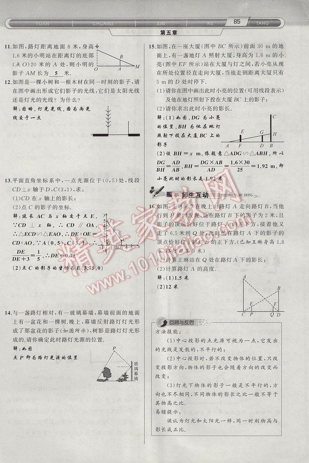 2017年原创新课堂九年级数学上册北师大版 第五章 投影与视图第85页