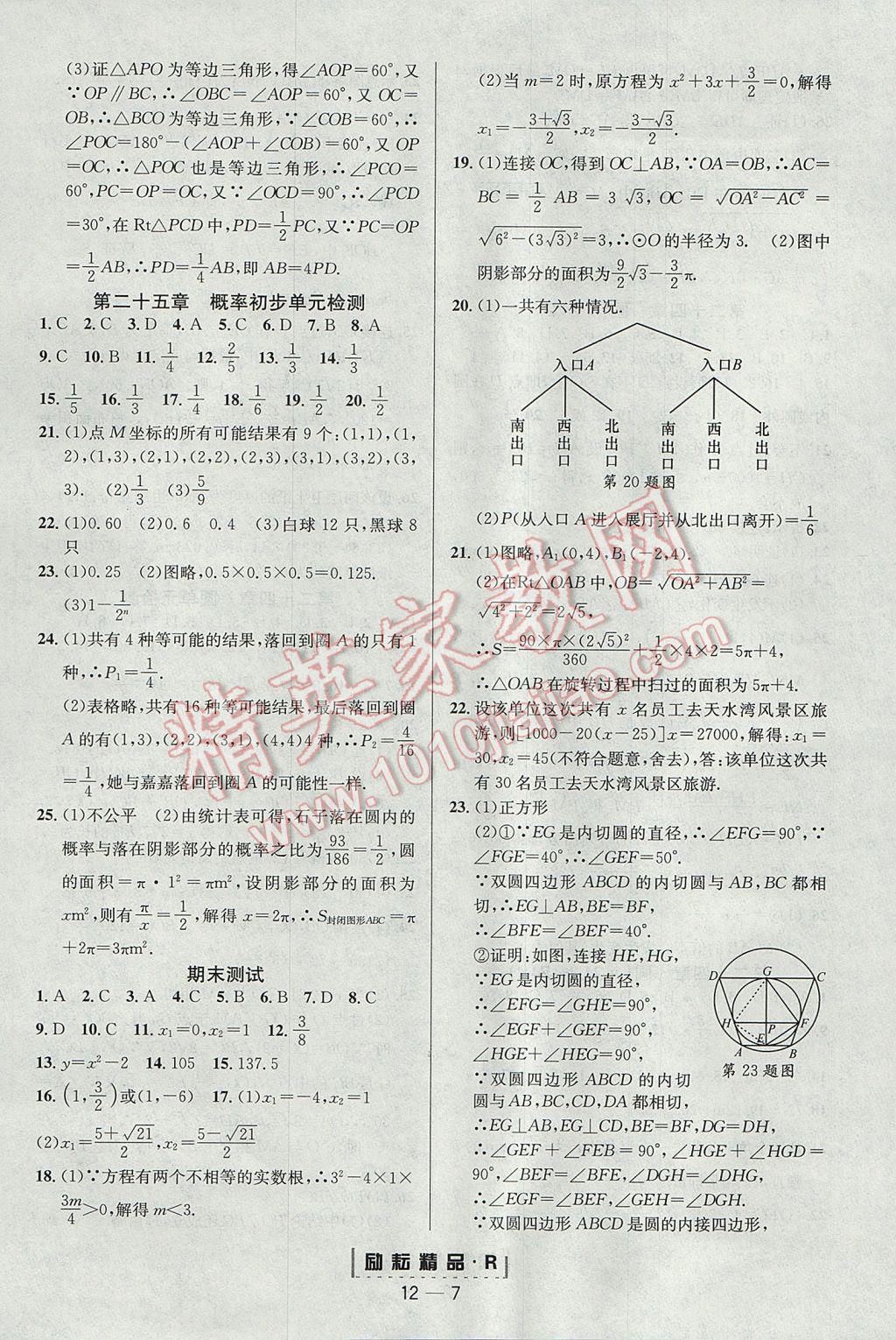 2017年勵耘書業(yè)勵耘活頁周周練九年級數(shù)學(xué)全一冊人教版 參考答案第7頁